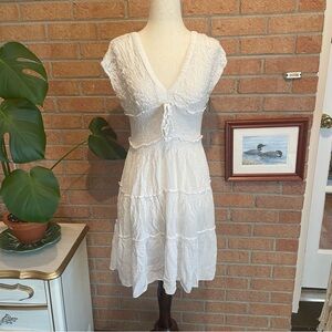 White Tiered Peasant Mini Dress Size Small